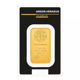 Investible Gold - Gold Bar, 1 oz, Argor - Tamper Evident Packaging - Obverse