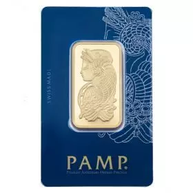 Investible Gold - Gold Bar, Lady Fortuna, 1 oz, PAMP - Tamper Evident Packaging - Obverse