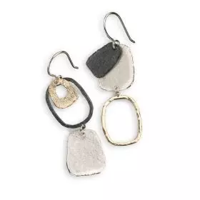 Silver Earrings and Gold plating on Asymmetrical Shapes