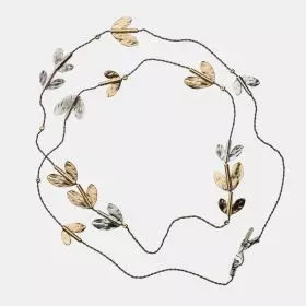 Silver Chain Necklace, Silver Gold Plated Leaves