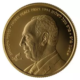 Commemorative Coin, Shimon Peres, Gold 916, Proof, 30 mm, 16.96 g - Obverse