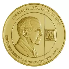 Chaim Herzog, Presidents of Israel Series, Gold 750, 24 mm, 10.36 g
