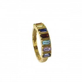 14k Gold Ring set with gemstones: Sapphire, Garnet, Citrine, Amethyst, Peridot, Iolite and Blue Topaz