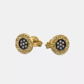 14k Gold Stud Earrings darkened with rhodium set with diamonds, 7 points