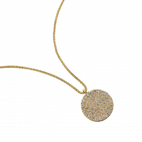14k Gold "Sphere" Pendant Necklace set with Diamonds, 35 points