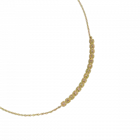 14k Gold long Arch Necklace set with Diamonds, 8 points