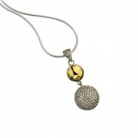 Silver Necklace with 2 dome pendants