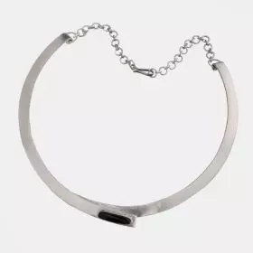 Silver Collar Necklace with unique onyx stone in a silver setting in the center