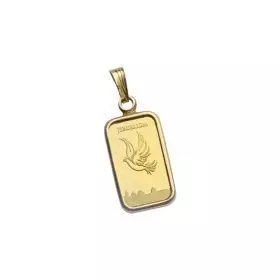 1 Gram Fine Gold Bar mounted in 0.3 gram 14k Gold Pendant