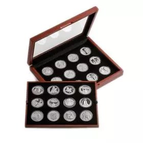 Biblical Stories Set - 24 Silver .999 Medals, in a deluxe "Wooden-Window Box"