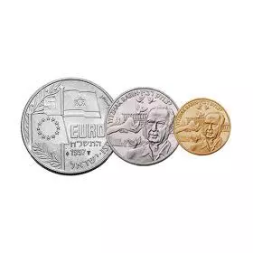 Yitzhak Rabin Euro Israel Set - Silver, Gold And Nickel