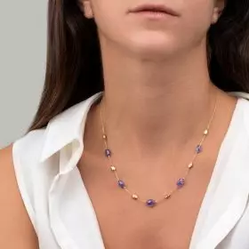 14k Gold Chain Necklace set with Iolite