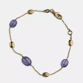 14k Gold Bracelet with Iolite and Three-Dimensional Elements