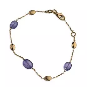 14k Gold Bracelet with Iolite and Three-Dimensional Elements