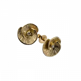 14k Gold Yin Yang Stud Earrings with diamonds, 0.03 ct