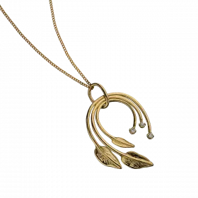14k Gold Necklace with garland of leaves and diamonds