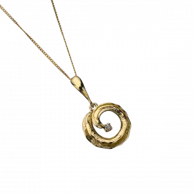 14k Gold Swirl Necklace with diamonds 0.026 ct