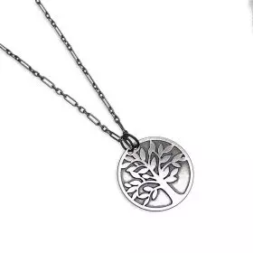  Antique Finish Silver Necklace with Tree of Life Pendant