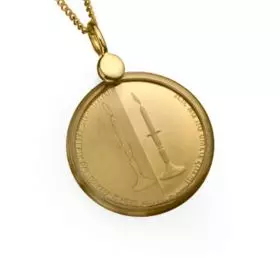 14K Gold Necklace with ″Remember the Sabbath Day, To Keep it Holy″ Gold Medal