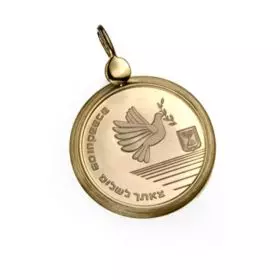 14K Gold ″Go in Peace″ Medal Pendant