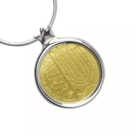Silver Necklace with 24k "Kabalah" Medal