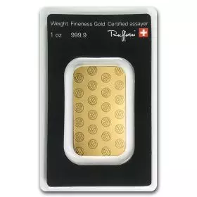 Investierbares Gold - Goldbarren, 1 Unze, Argor - Originalitätsgesicherte Verpackung - Rückseite
