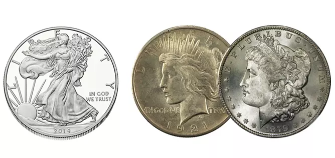 Dollar coins made of silver