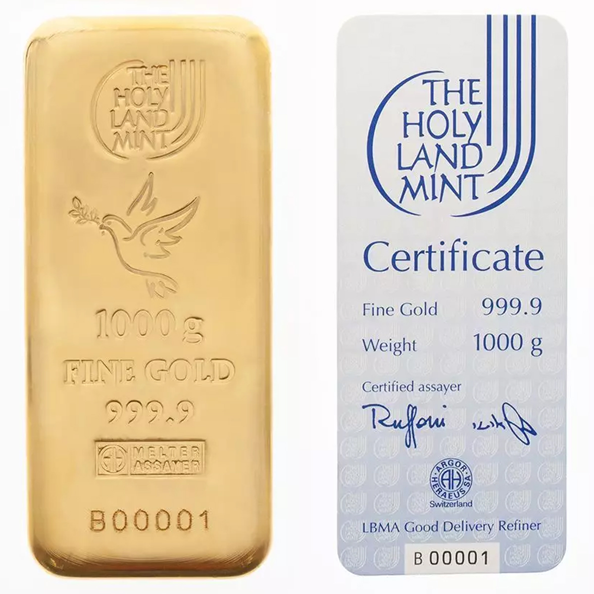 1 Kg Gold Bar - Dove of Peace