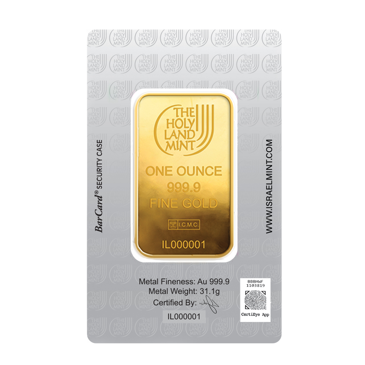 1 oz Gold Bar - Dove of Peace