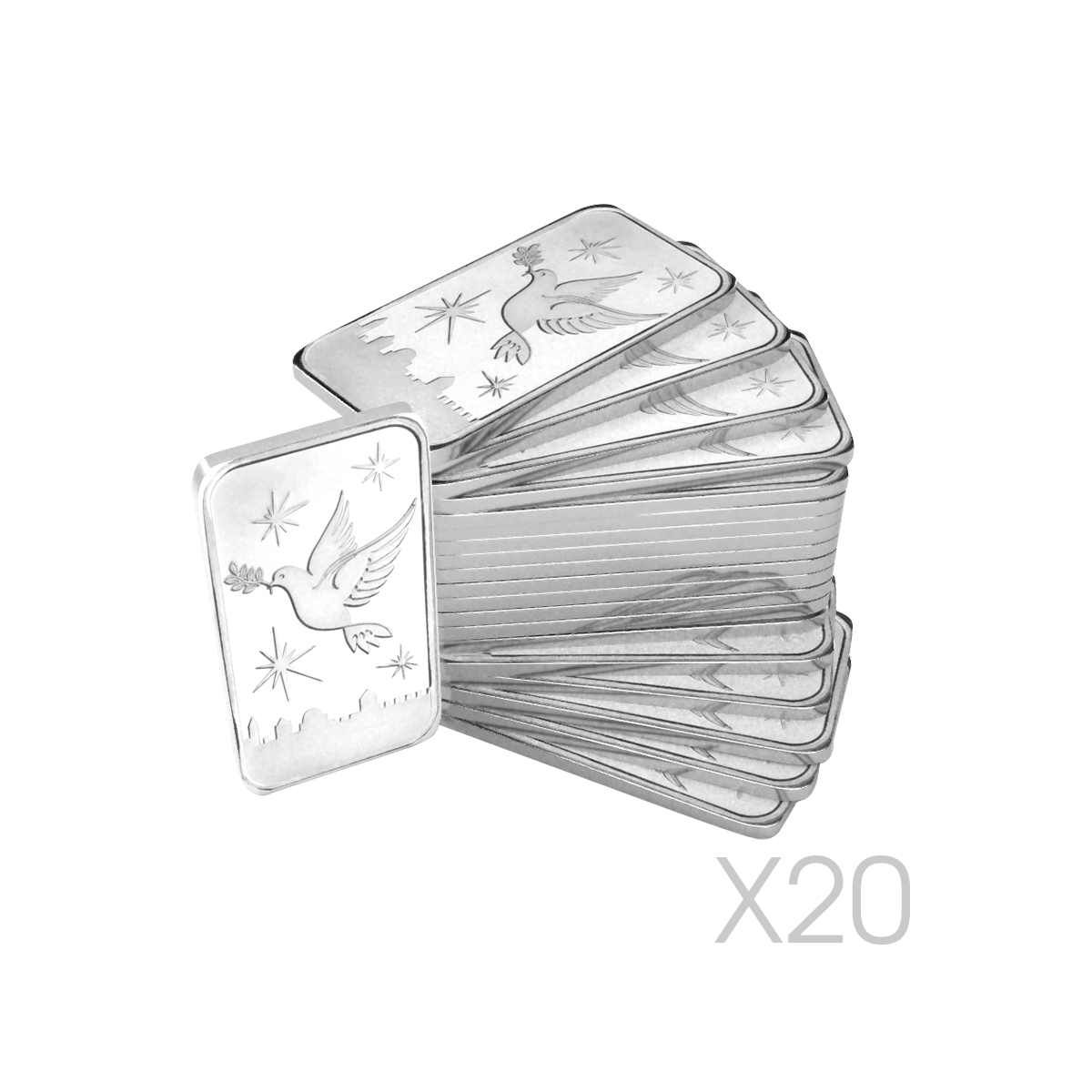 20 x 1 oz  Silver Bar - Dove of Peace