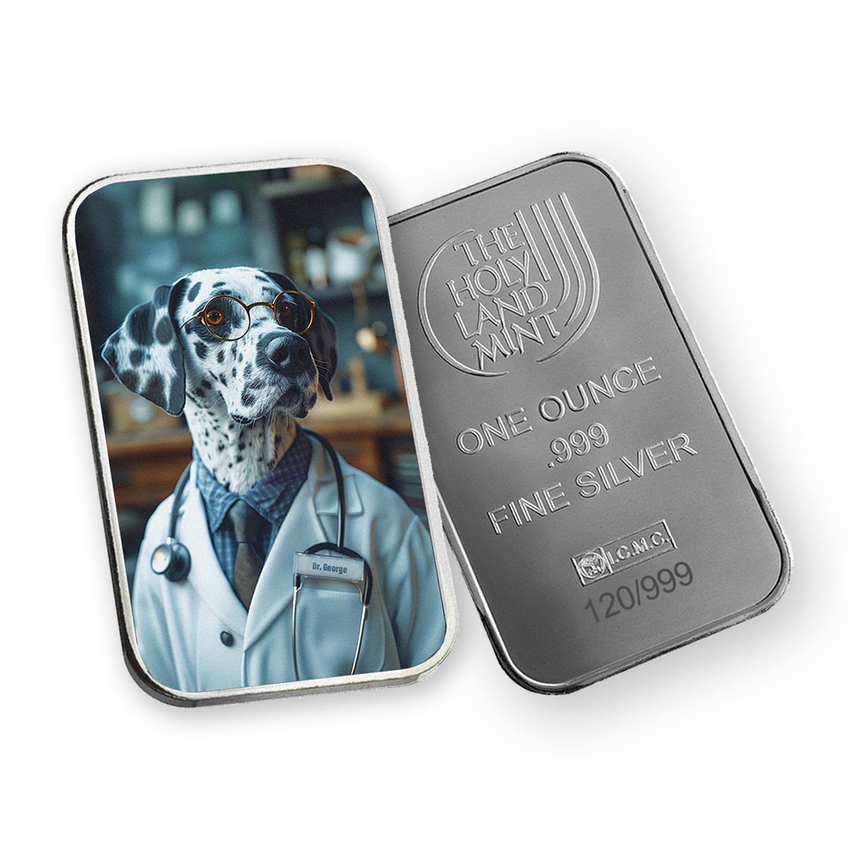 Goerge - Human Dogs - 1 oz Silver .999 Colorized Bar (Limited Edition)