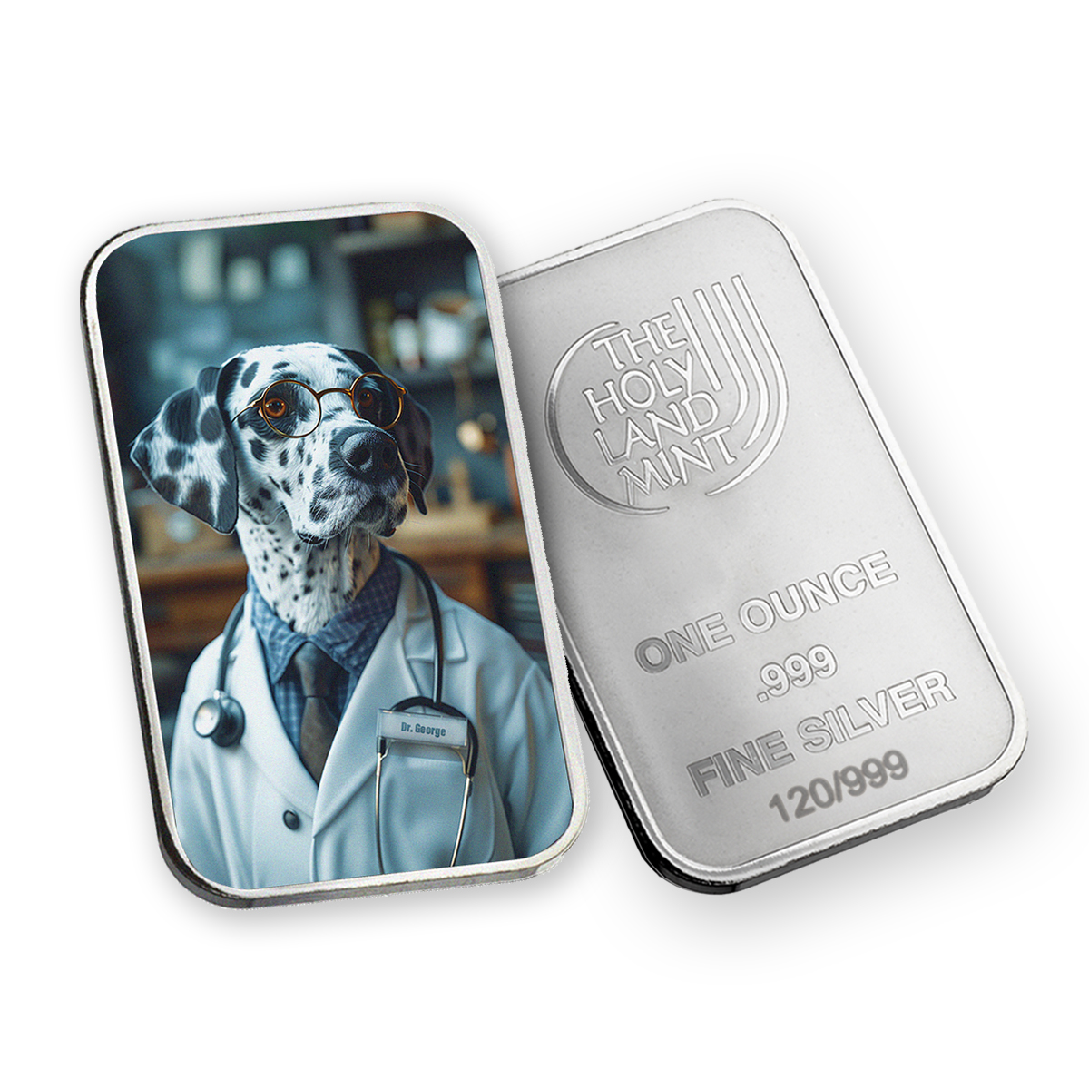 Goerge - Human Dogs - 1 oz Silver .999 Colorized Bar (Limited Edition)