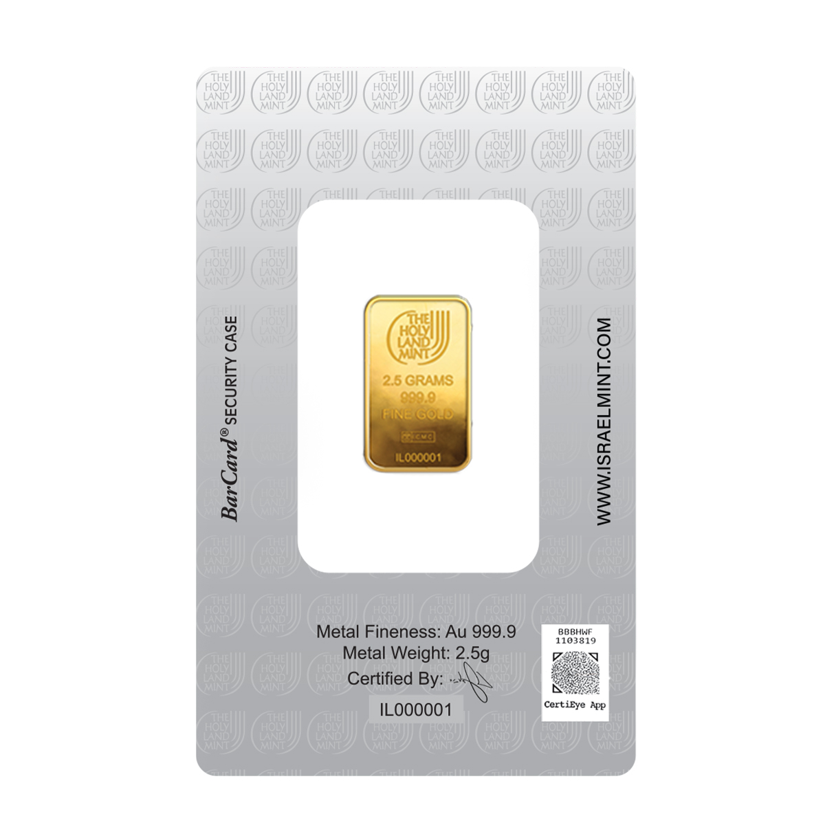 2.5 grams Gold Bar - Dove of Peace