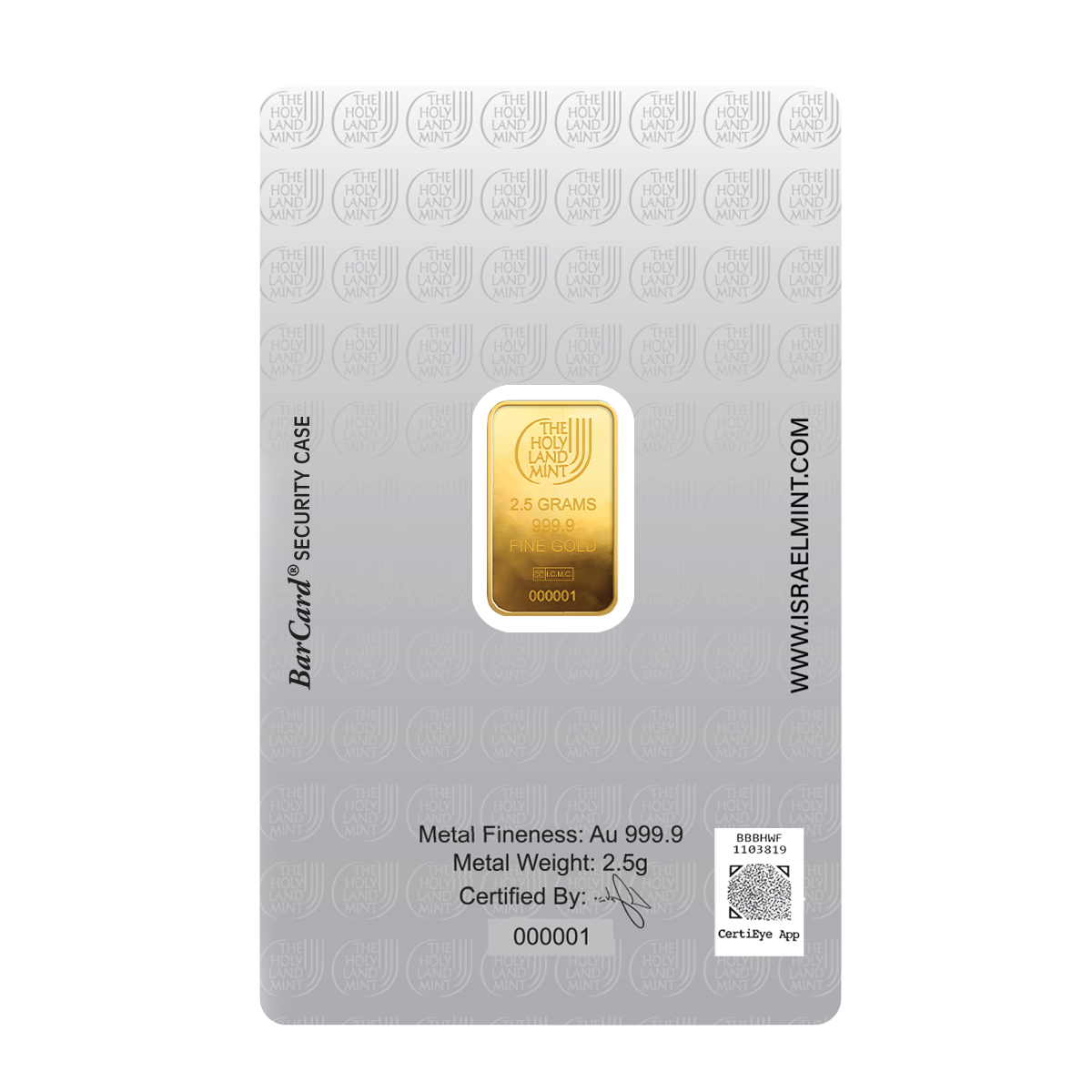 2.5 grams Gold Bar - Dove of Peace