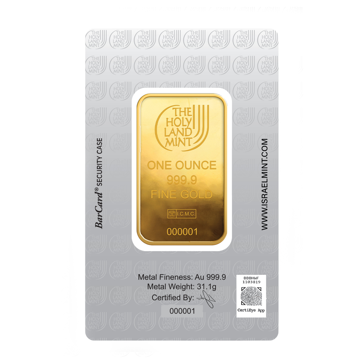 1 oz Gold Bar - Dove of Peace