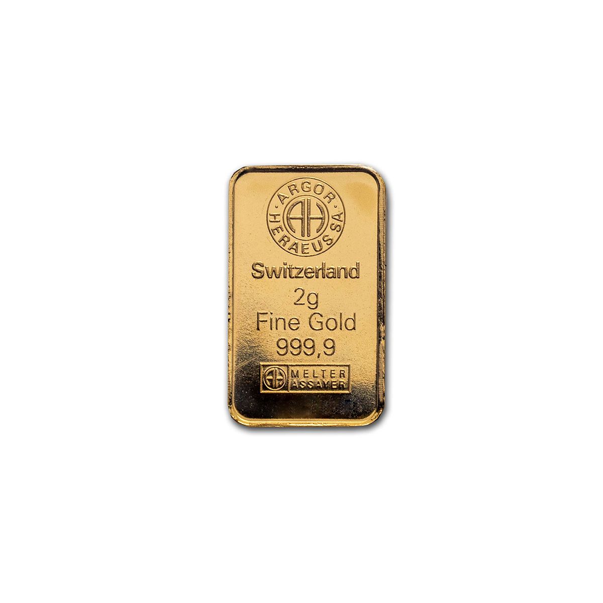 2 grams Gold Bar - Argor-Heraeus