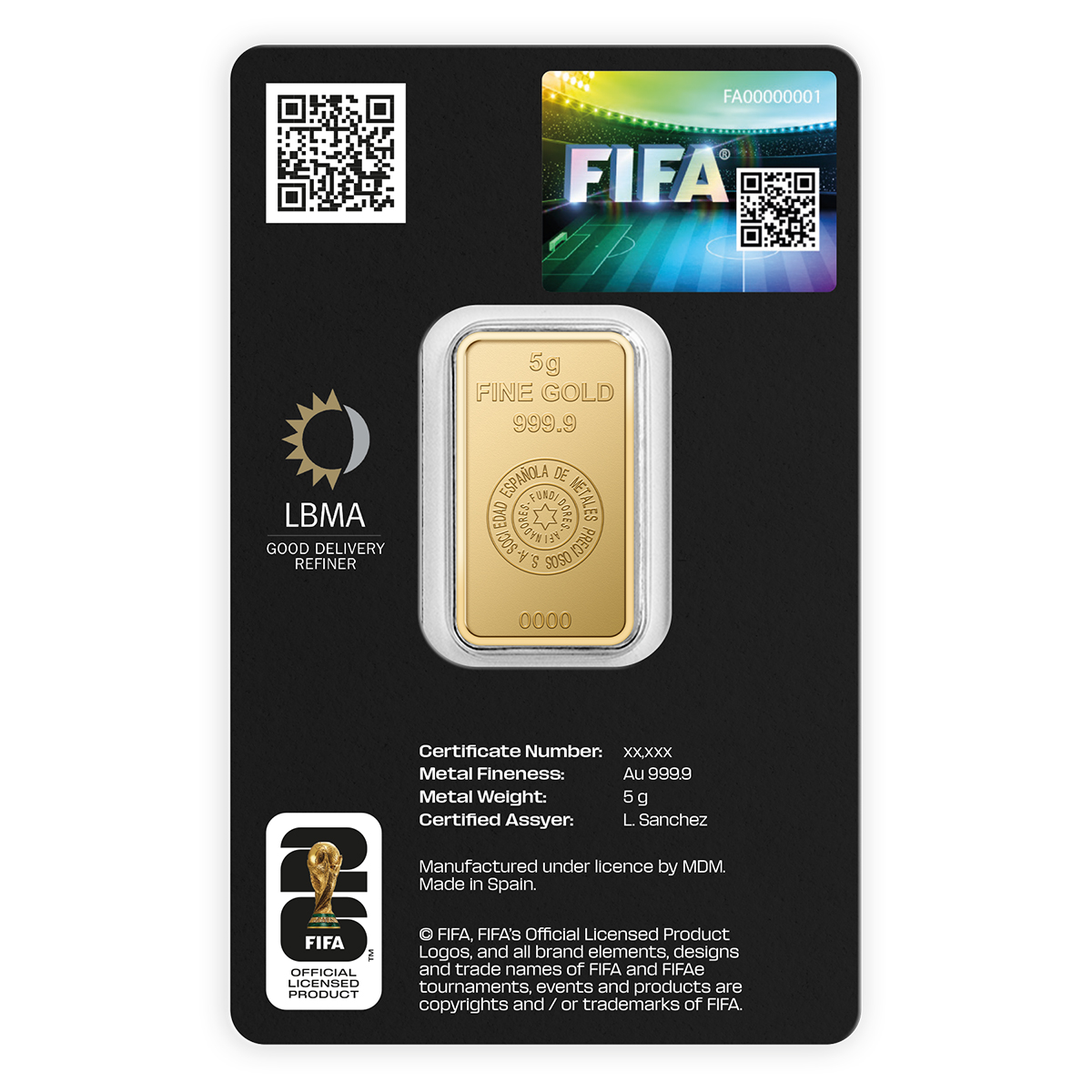 5 gram Gold Bar - FIFA World Cup 2026