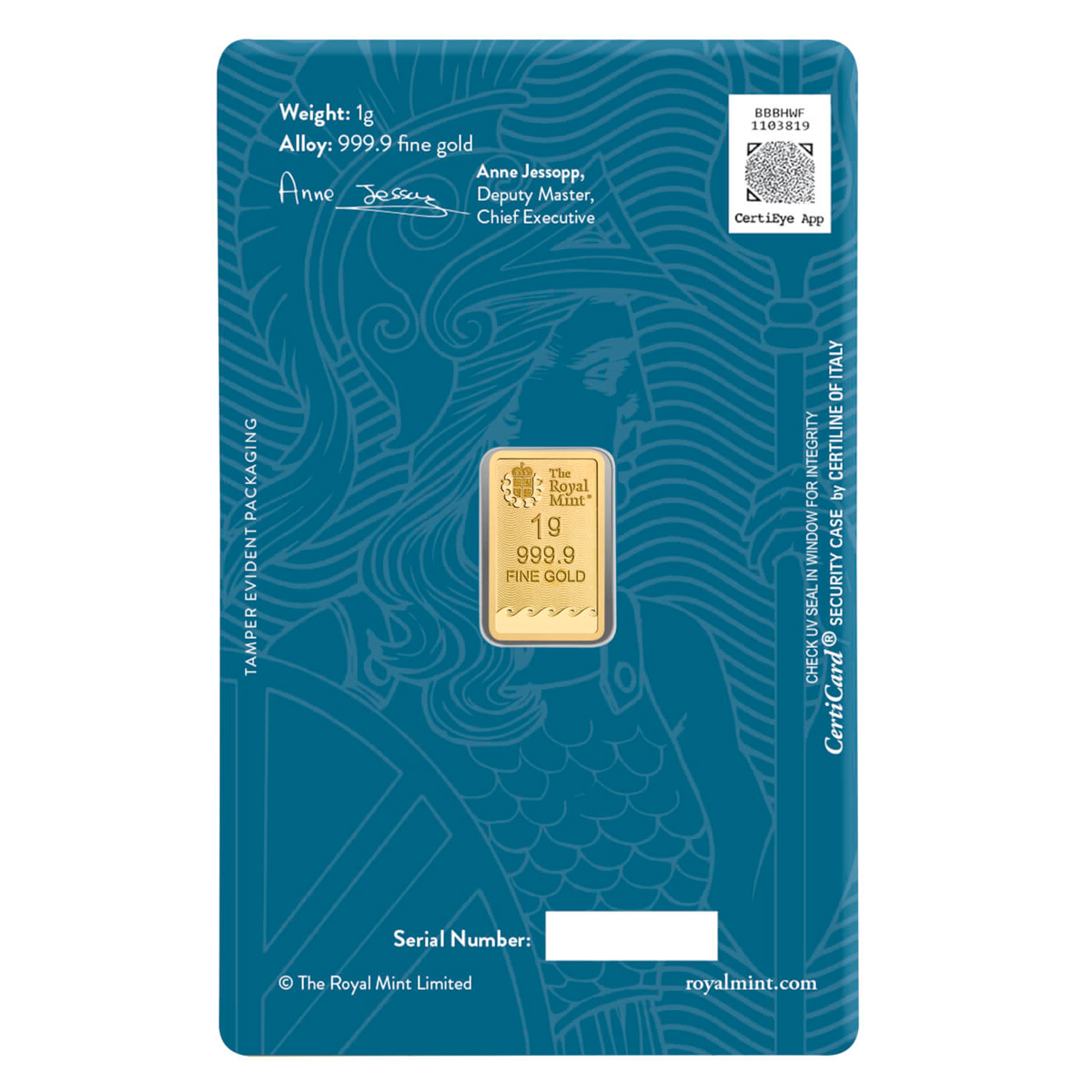 1 gram Gold Bar - Britannia