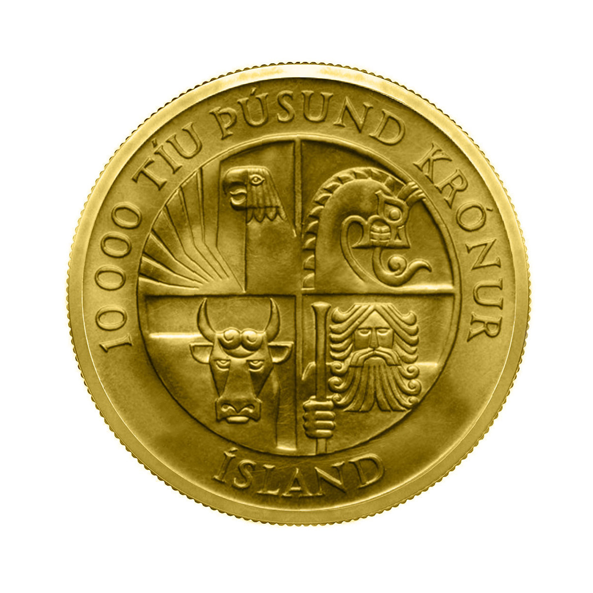 Gold Coin - 10,000 Krónur Iceland