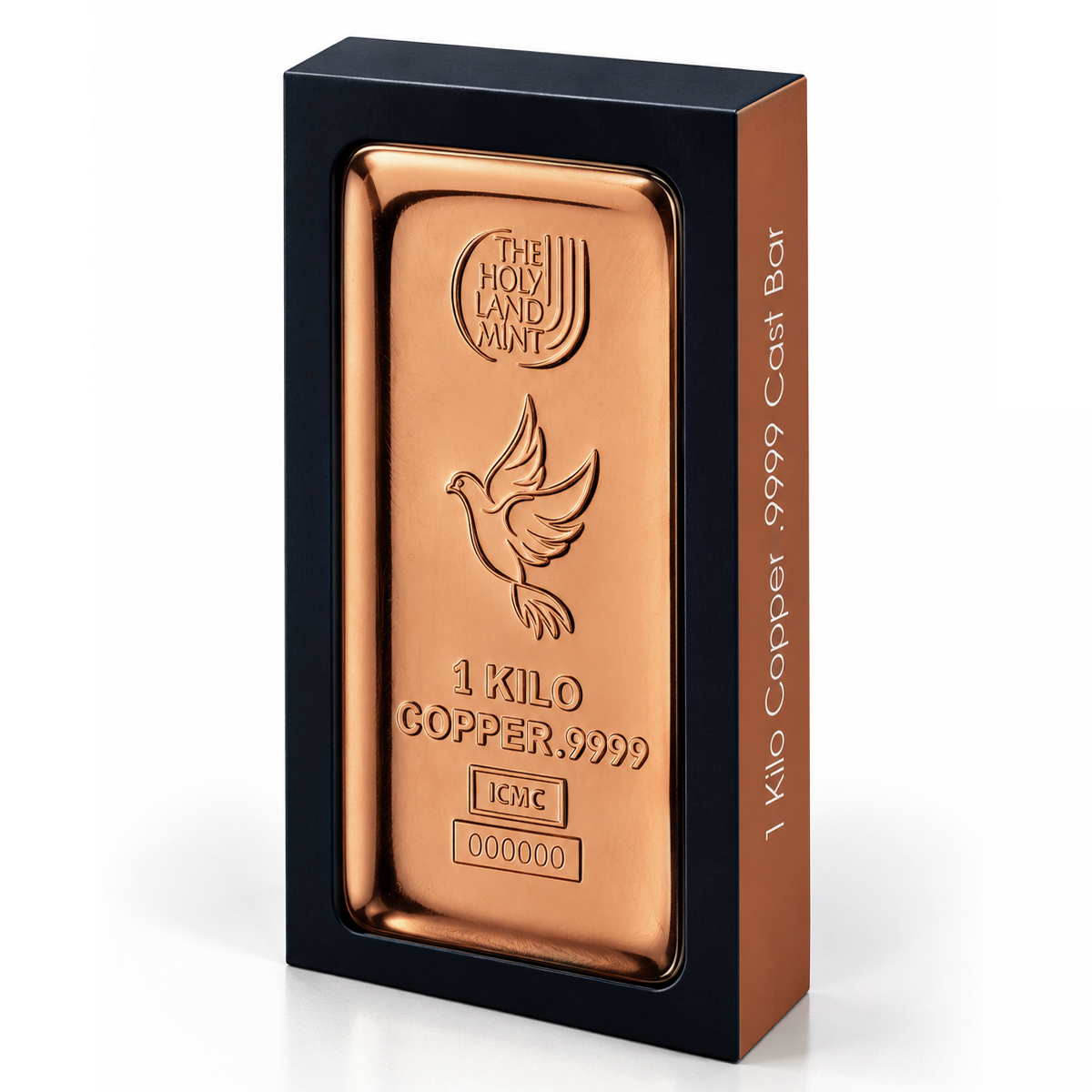 1 Kilo Copper Cast Bar - Dove of Peace