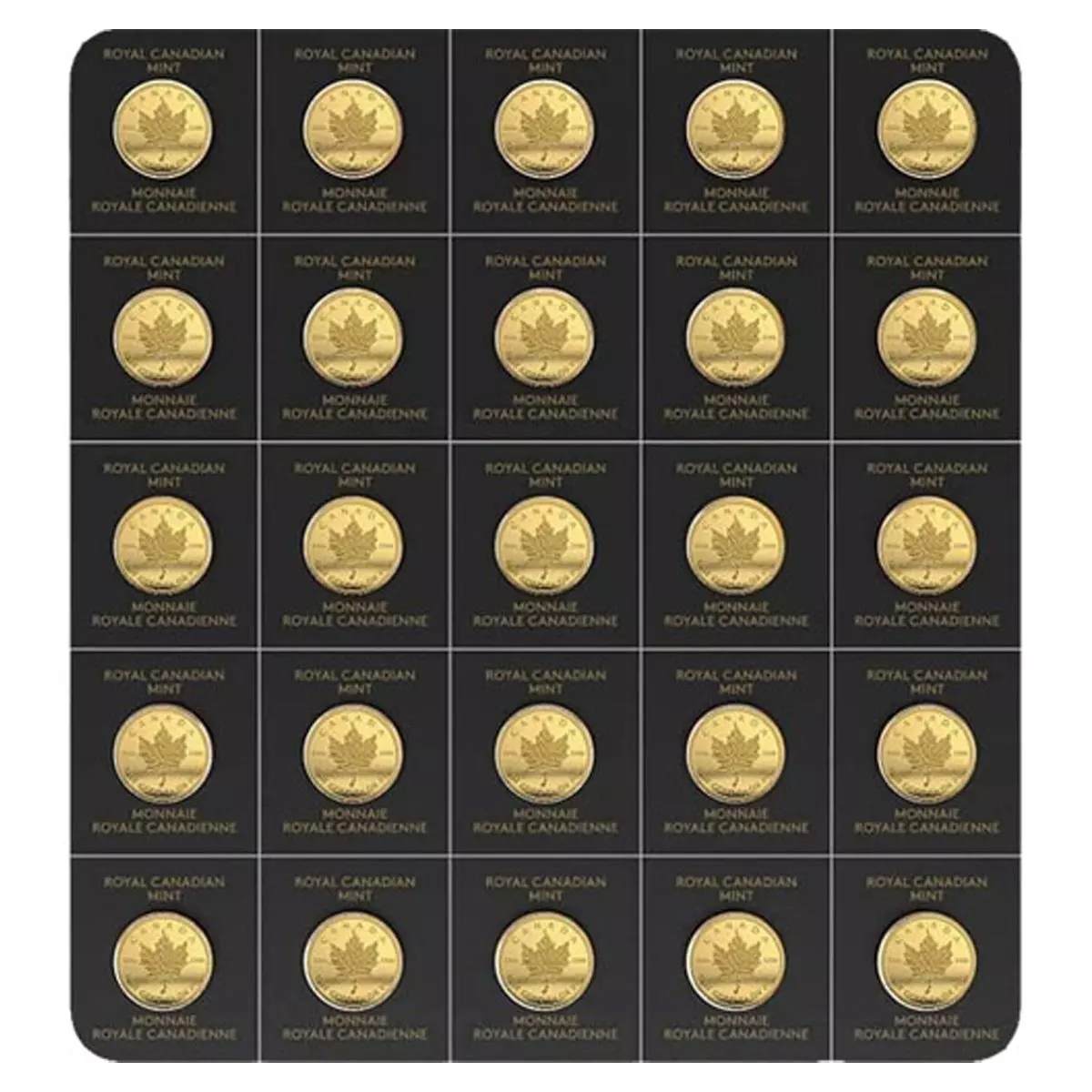 25 x 1 gram Gold Coin - Canadian Maple Leaf 2023