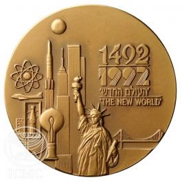 Discovery of America, 500th Anniversary - 70.0 mm, 140 g, Bronze