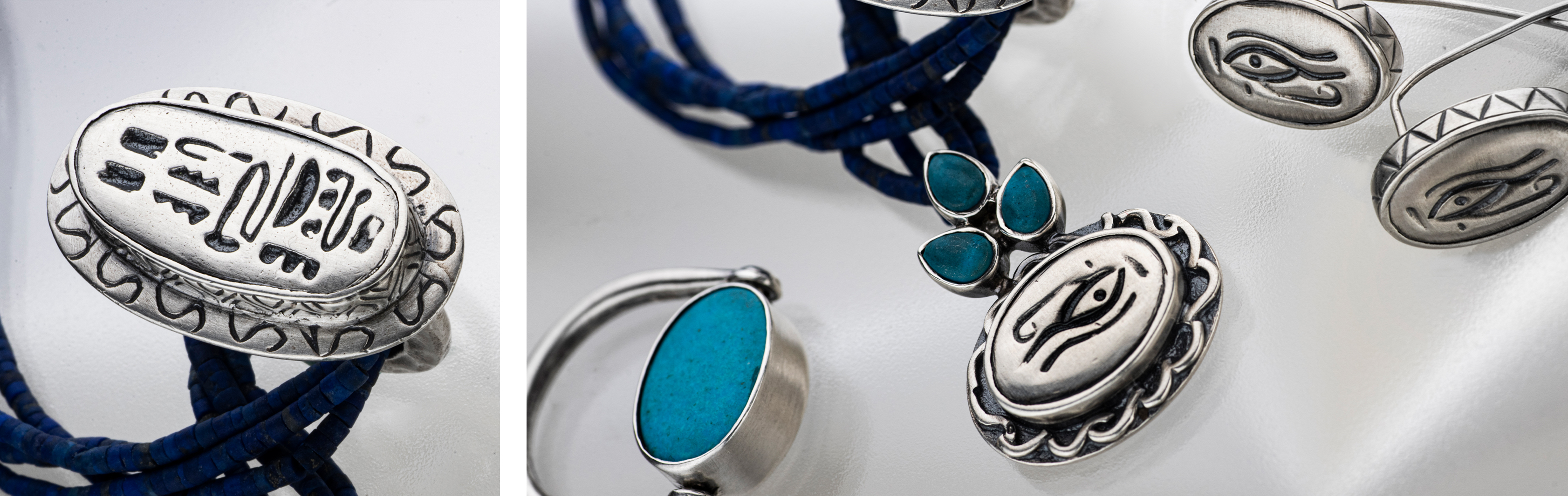 The Eye of Ra Collection | 925 Sterling Silver Jewelry set with Turquoise and Lapis