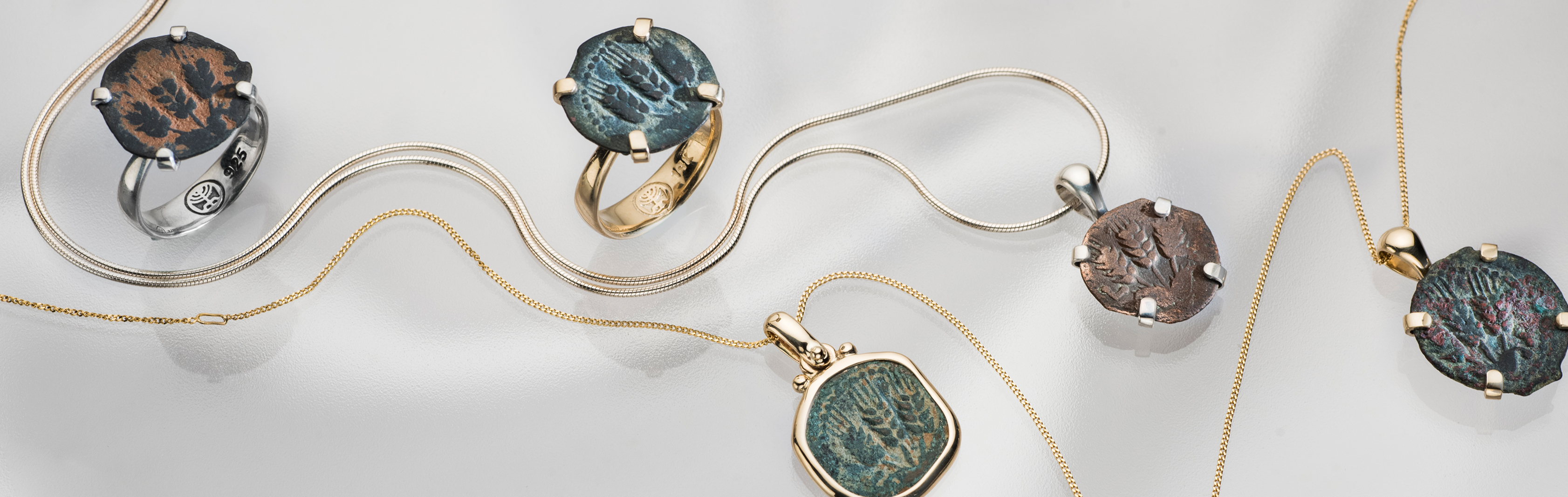 Ancient Coin Jewelry Collection | 925 Sterling Silver & Gold Jewelry with Antique Coins