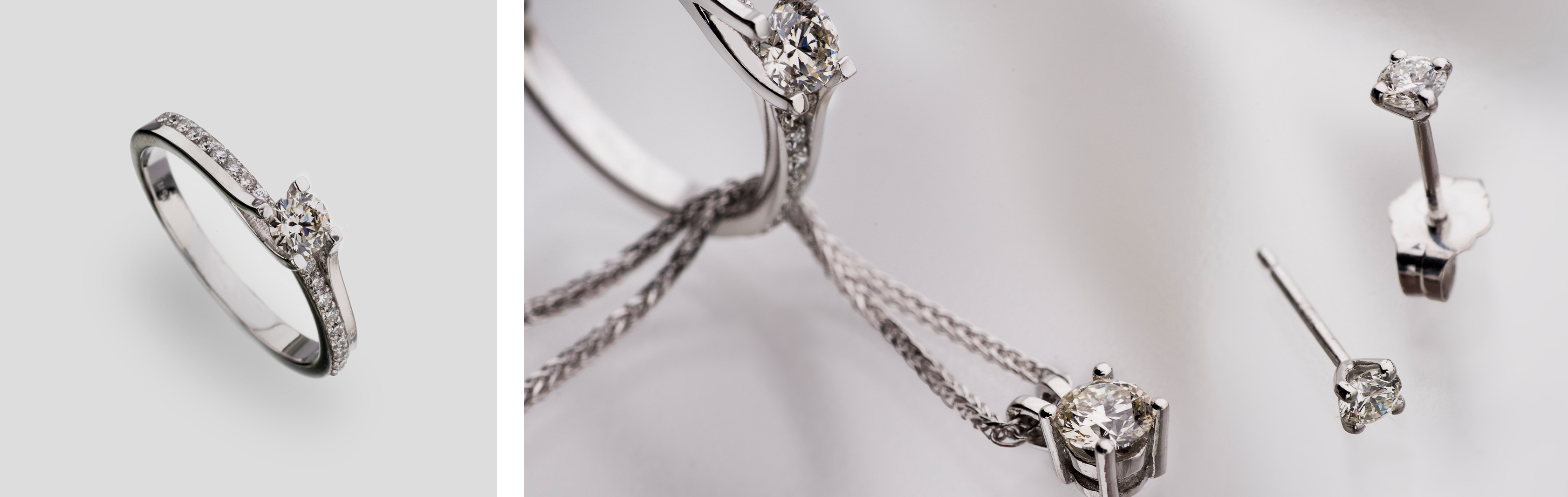 14K White Gold and Diamond Jewelry