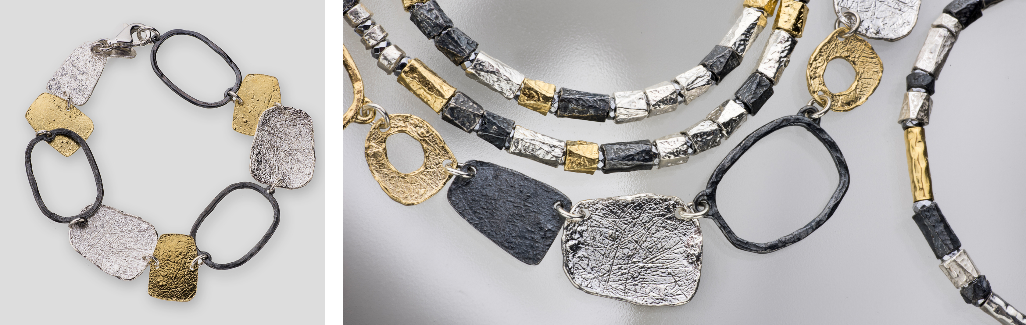 Depths of the Earth Collection | White, Oxidized & Gilded Silver Jewelry